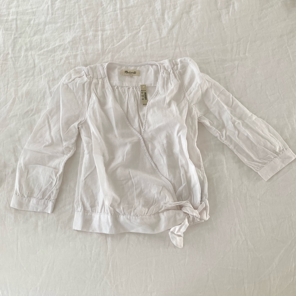 Madewell white wrap top